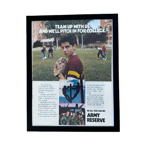 Army Reserve Team Up With Us Baseball Vintage 1980s Military Ad Print