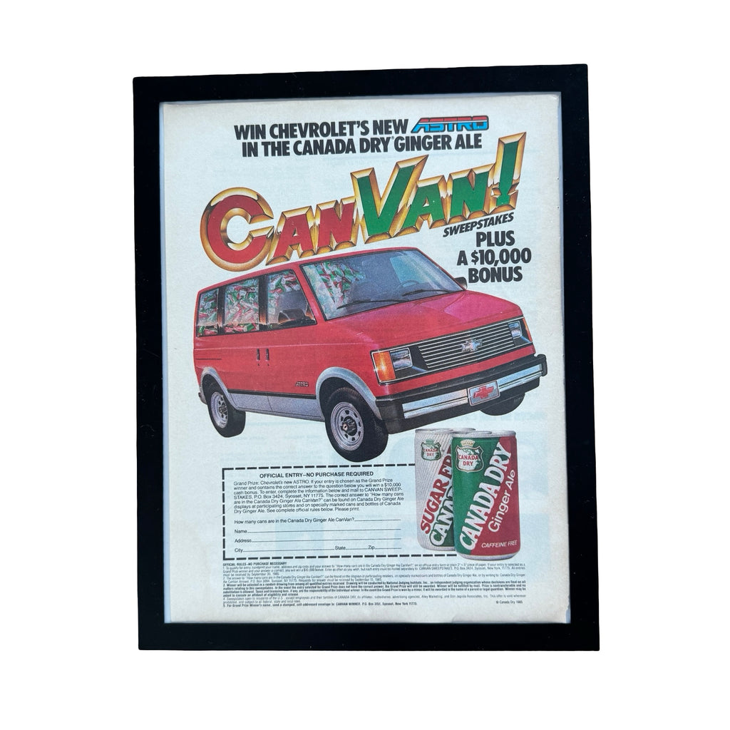 Canada Dry Ginger Ale CanVan Chevy Astro Vintage 1985 Soda Ad Print