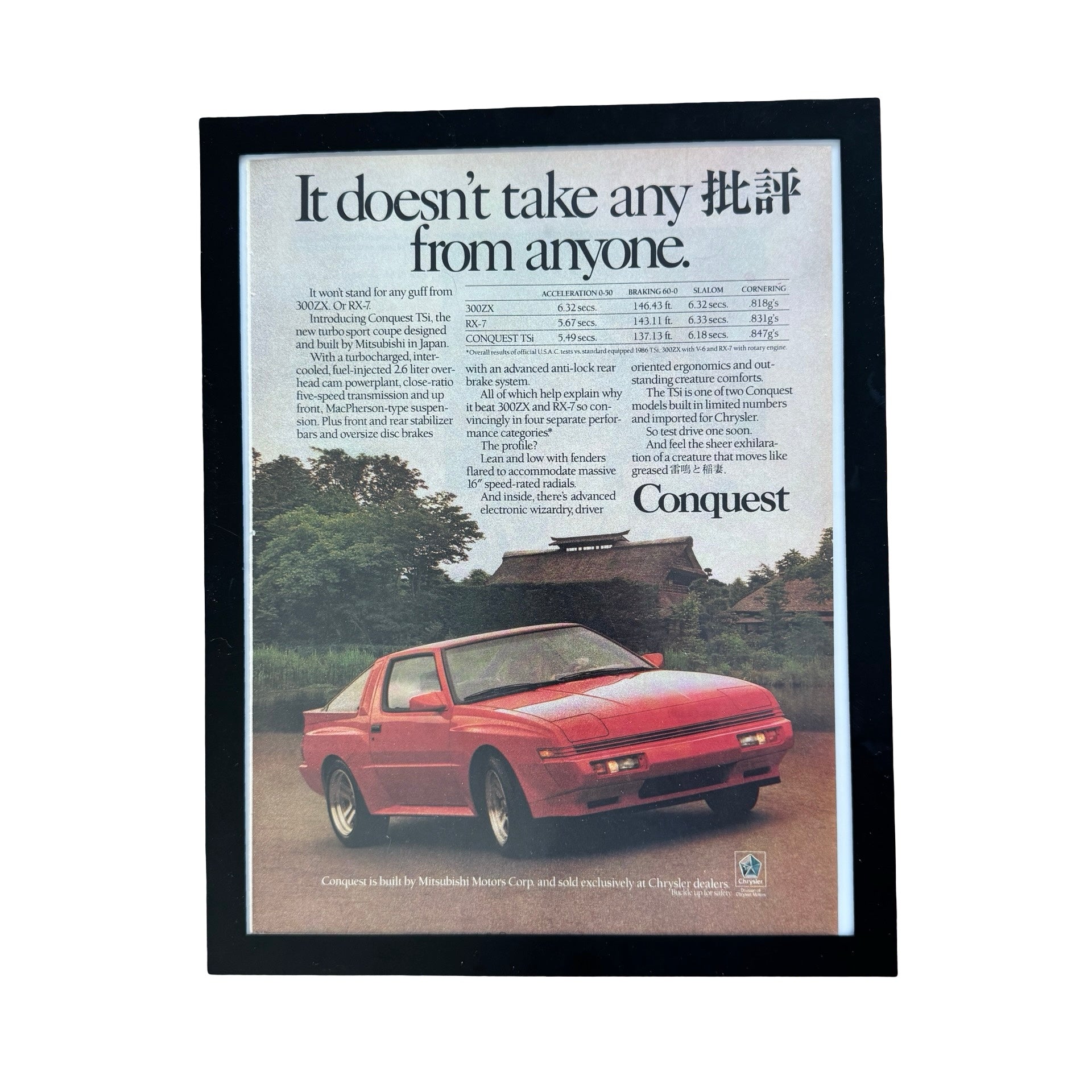 Chrysler Conquest TSi Turbo Coupe Vintage 1986 Car Ad Print