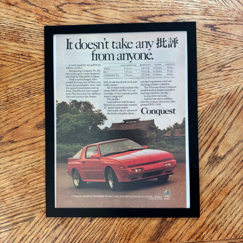 Chrysler Conquest TSi Turbo Coupe Vintage 1986 Car Ad Print - detail view