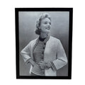 Vintage 1950s Fashion Model Knit Cardigan Black and White Photo Print