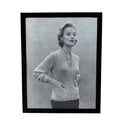 Vintage 1950s Fashion Model V-Neck Sweater Black and White Photo Print