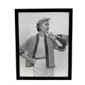 Vintage 1950s Fashion Model Houndstooth Jacket Black and White Photo Print