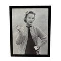 Vintage 1950s Fashion Model Cable Knit Cardigan Black and White Photo Print
