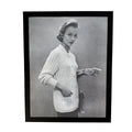 Vintage 1950s Fashion Model Knit Cardigan Gloves Black and White Photo Print