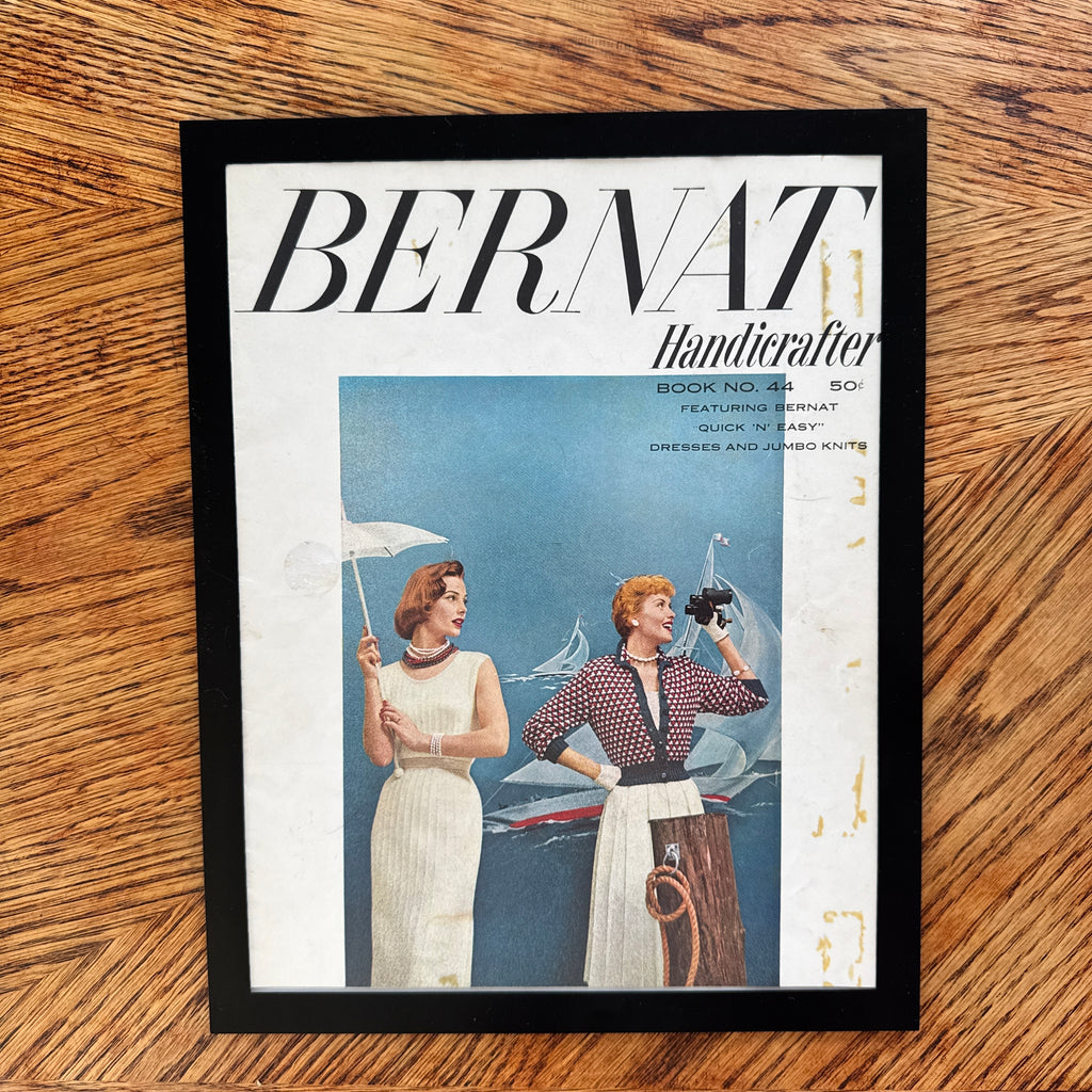 Bernat Handicrafter Vintage Knitting Book Cover Nautical Fashion Print - detail view