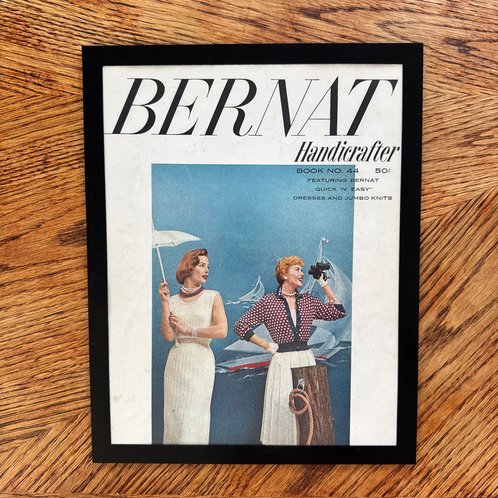Bernat Handicrafter Vintage Knitting Book Cover Nautical Fashion Print - detail view