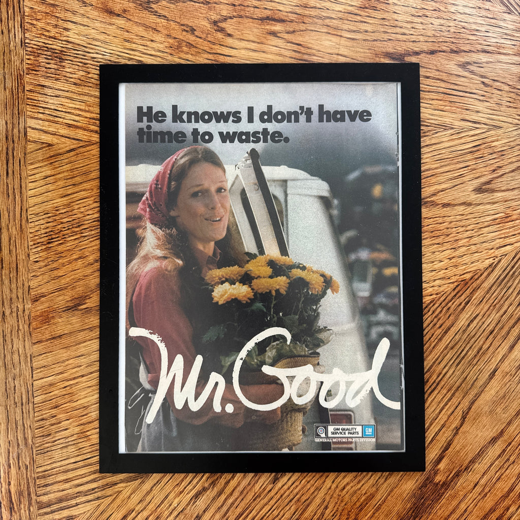 GM Mr Goodwrench Quality Service Parts Vintage Car Ad Print - detail view