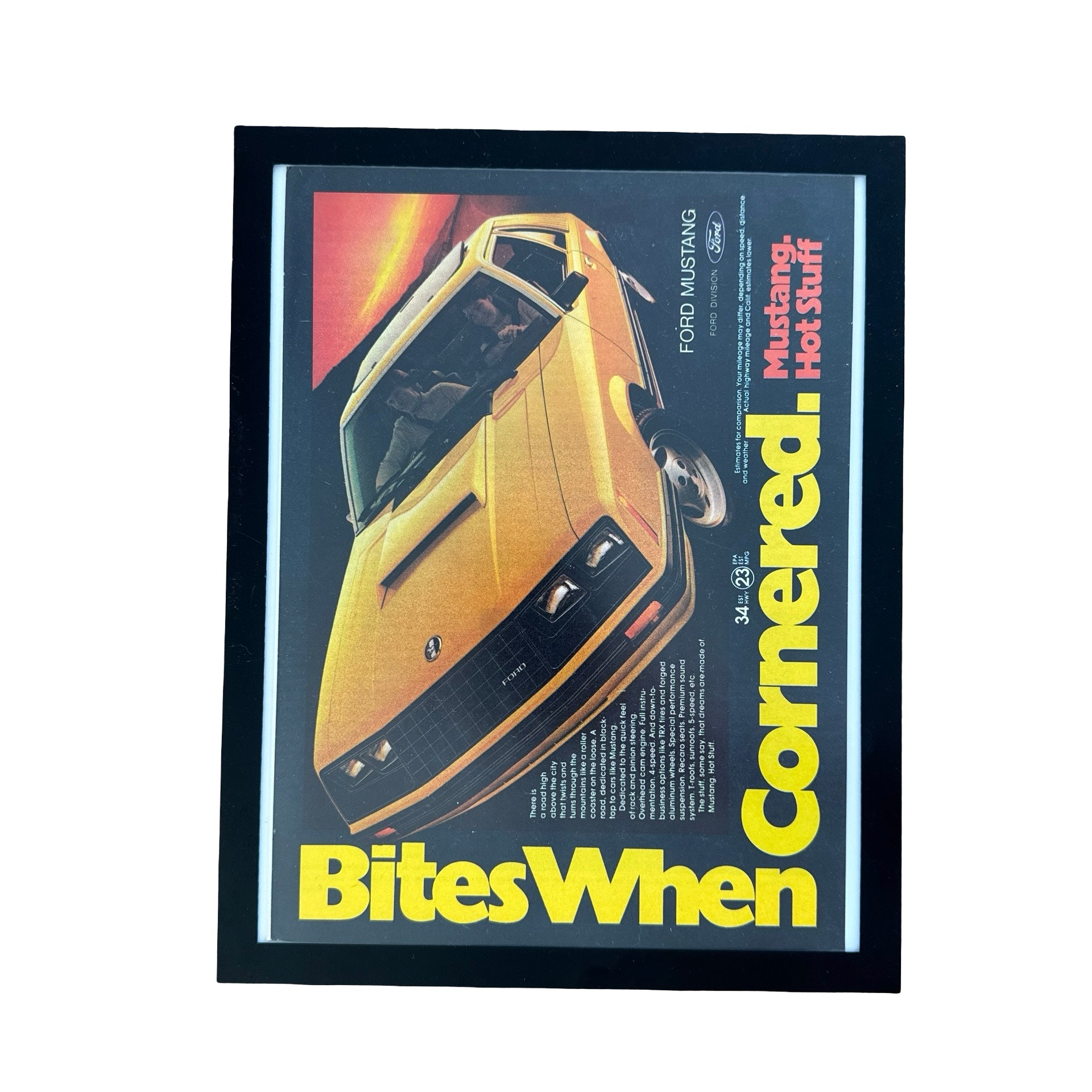 Ford Mustang Bites When Cornered Vintage 1980s Car Ad Print