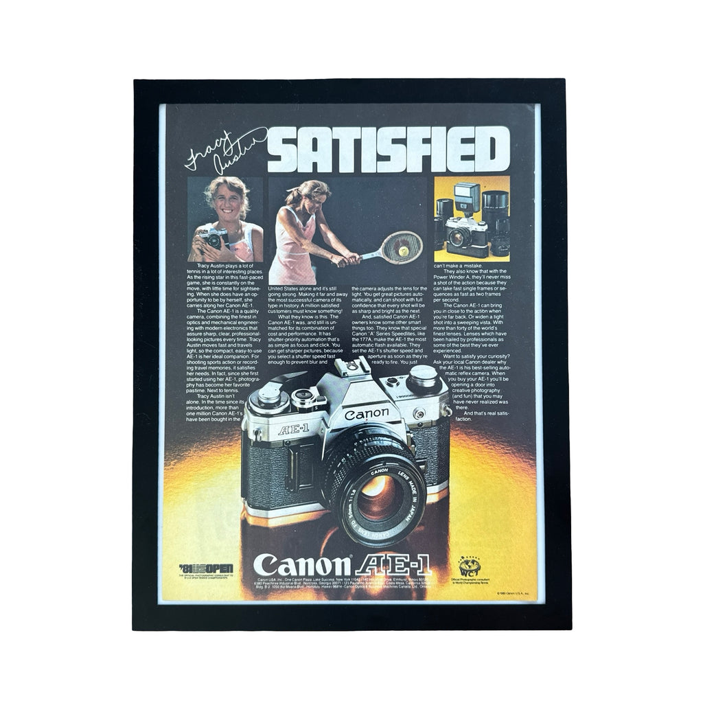 Canon AE-1 Satisfied Tracy Austin Vintage 1980 Camera Ad Print