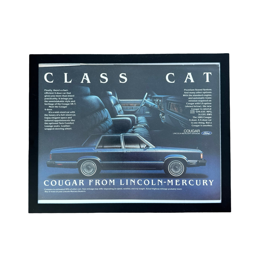 Mercury Cougar Class Cat Vintage 1981 Car Ad Print