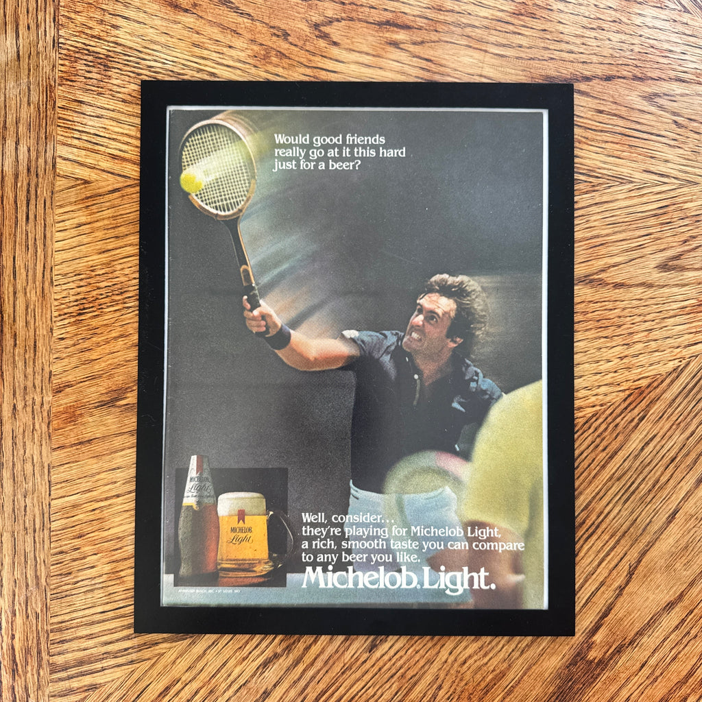 Michelob Light Good Friends Tennis Vintage Beer Ad Print - detail view
