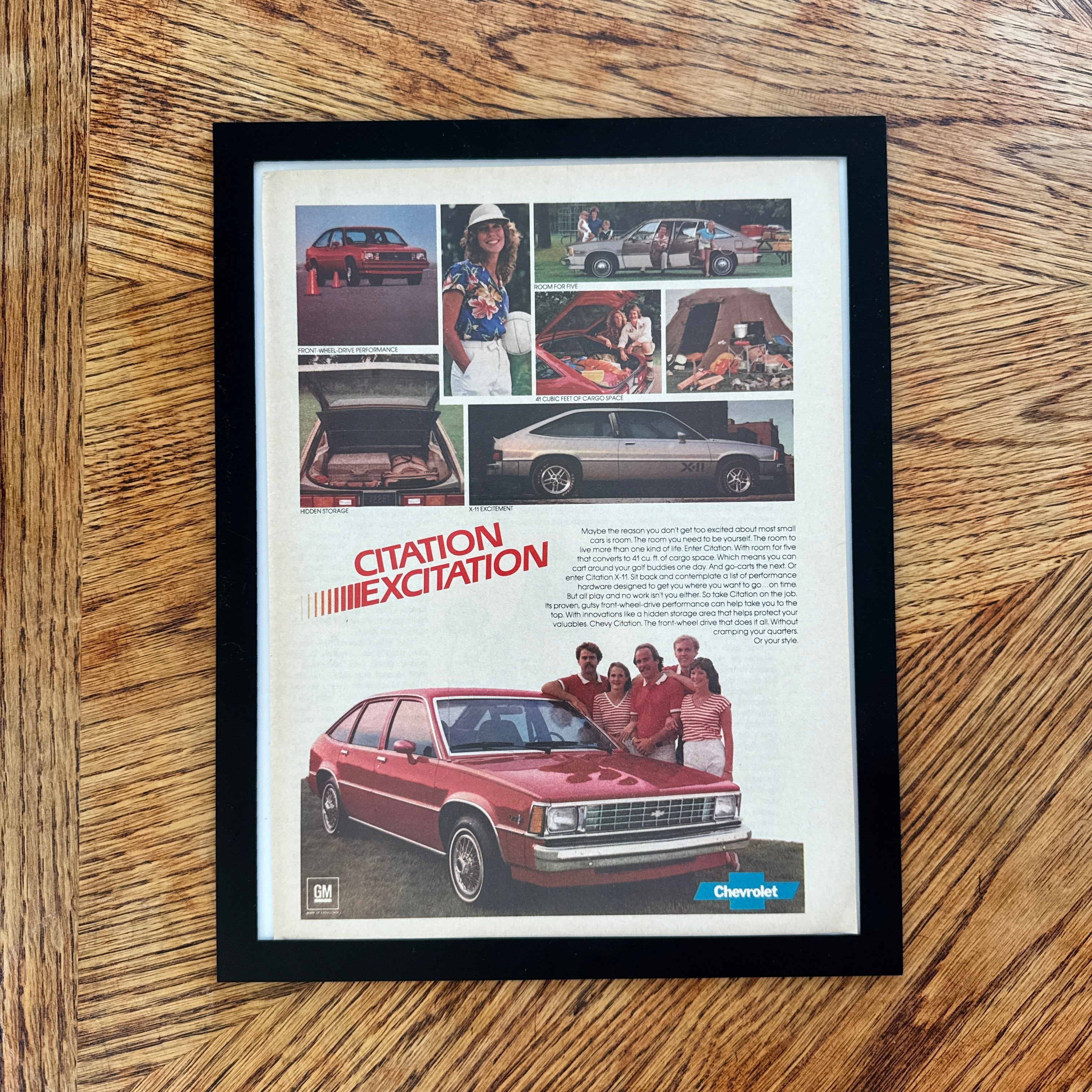 Chevy Citation X-11 Citation Excitation Vintage 80s Car Ad Print - detail view