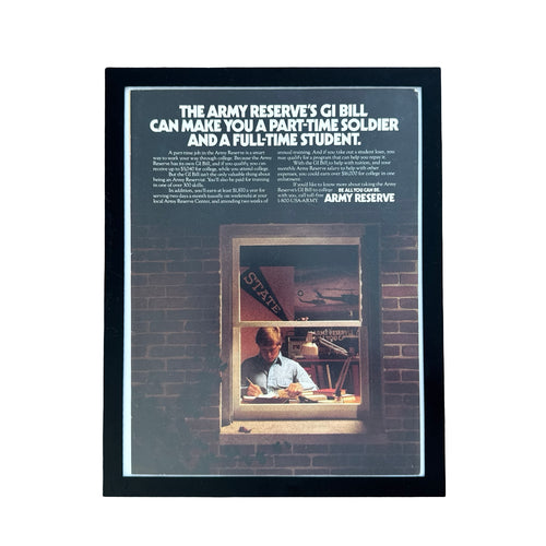 Army Reserve GI Bill Be All You Can Be Vintage 80s Military Ad Print