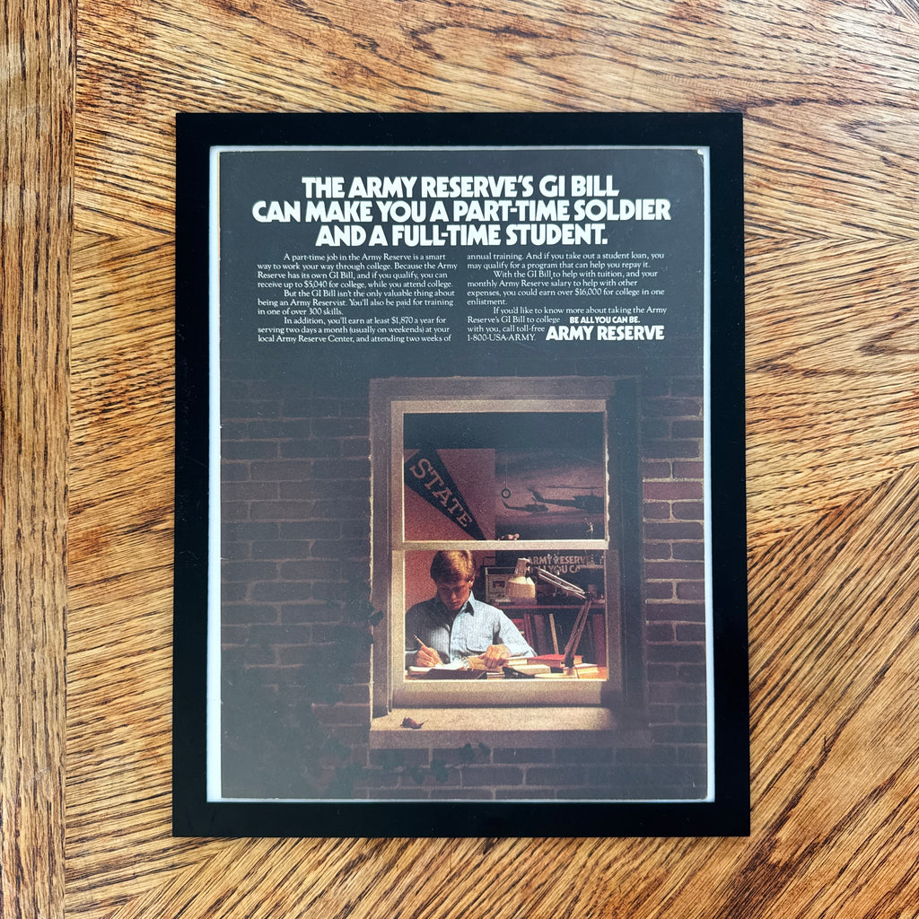 Army Reserve GI Bill Be All You Can Be Vintage 80s Military Ad Print - detail view