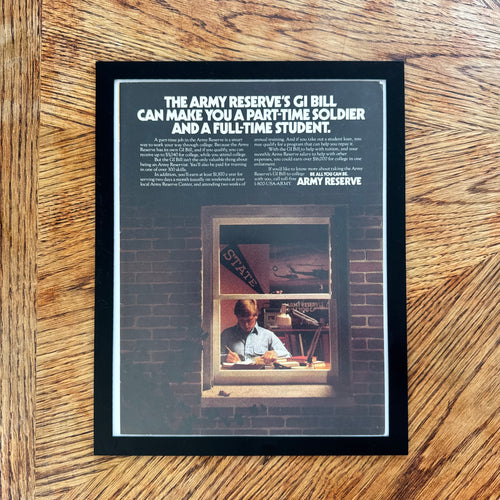 Army Reserve GI Bill Be All You Can Be Vintage 80s Military Ad Print - detail view