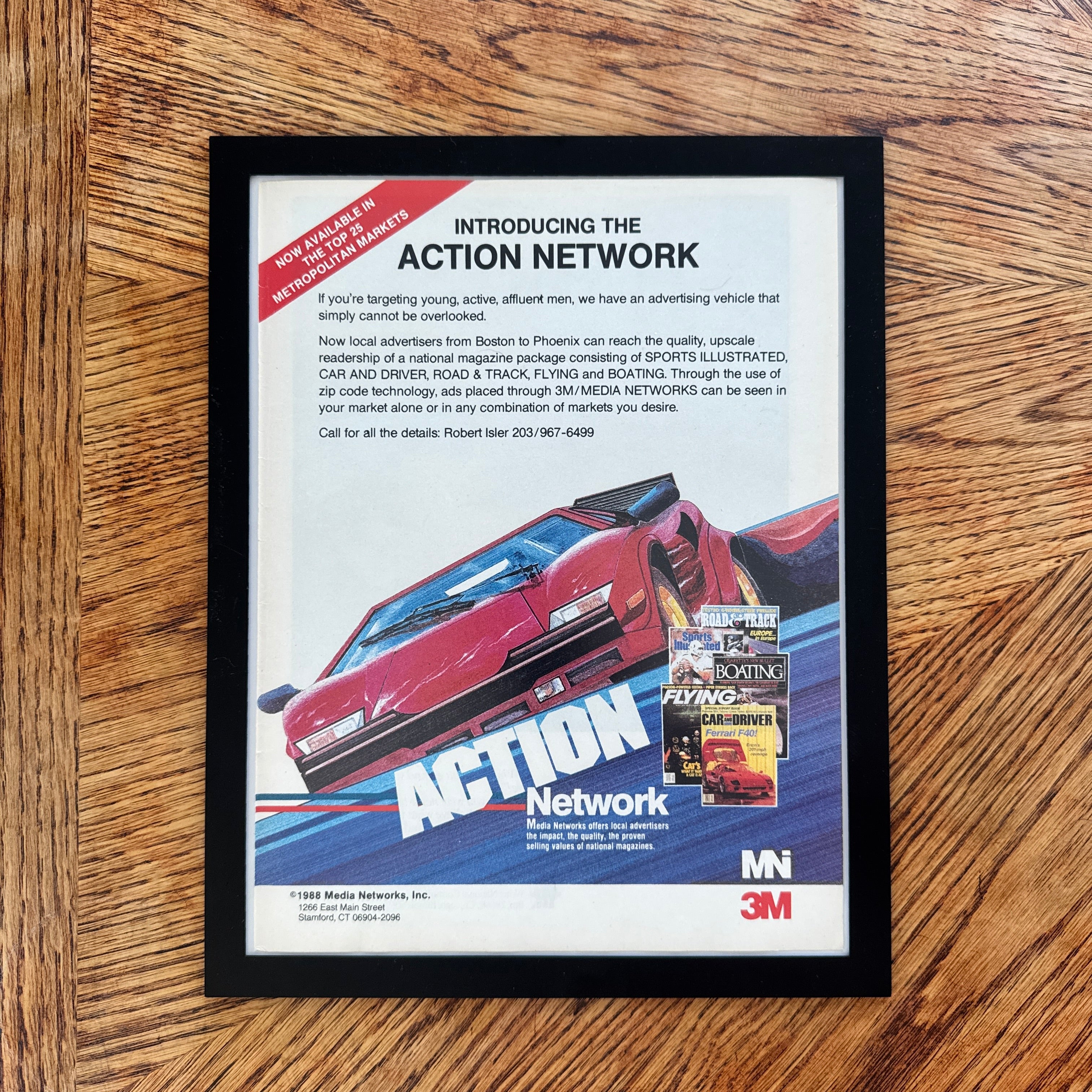 3M Action Network Vintage 1988 Sports Car Advertising Print Wall Art - detail view