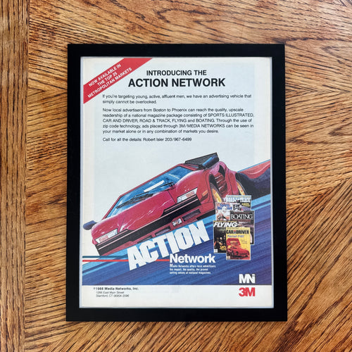 3M Action Network Vintage 1988 Sports Car Advertising Print Wall Art - detail view