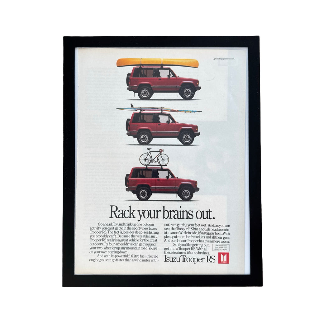 Isuzu Trooper RS Rack Your Brains Out Vintage 80s SUV Ad Print