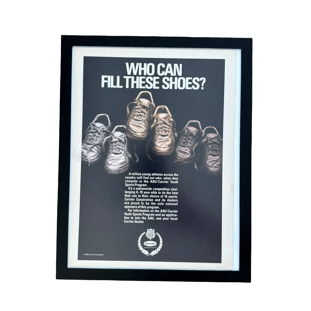 Carrier AAU Youth Sports Who Can Fill These Shoes Vintage 1989 Ad Print