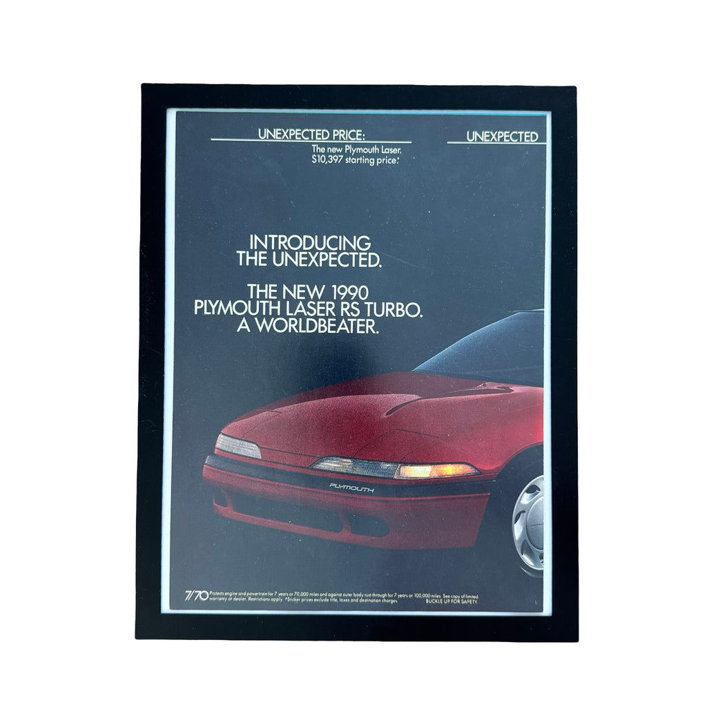 Plymouth Laser RS Turbo 1990 Worldbeater Vintage Car Ad Print