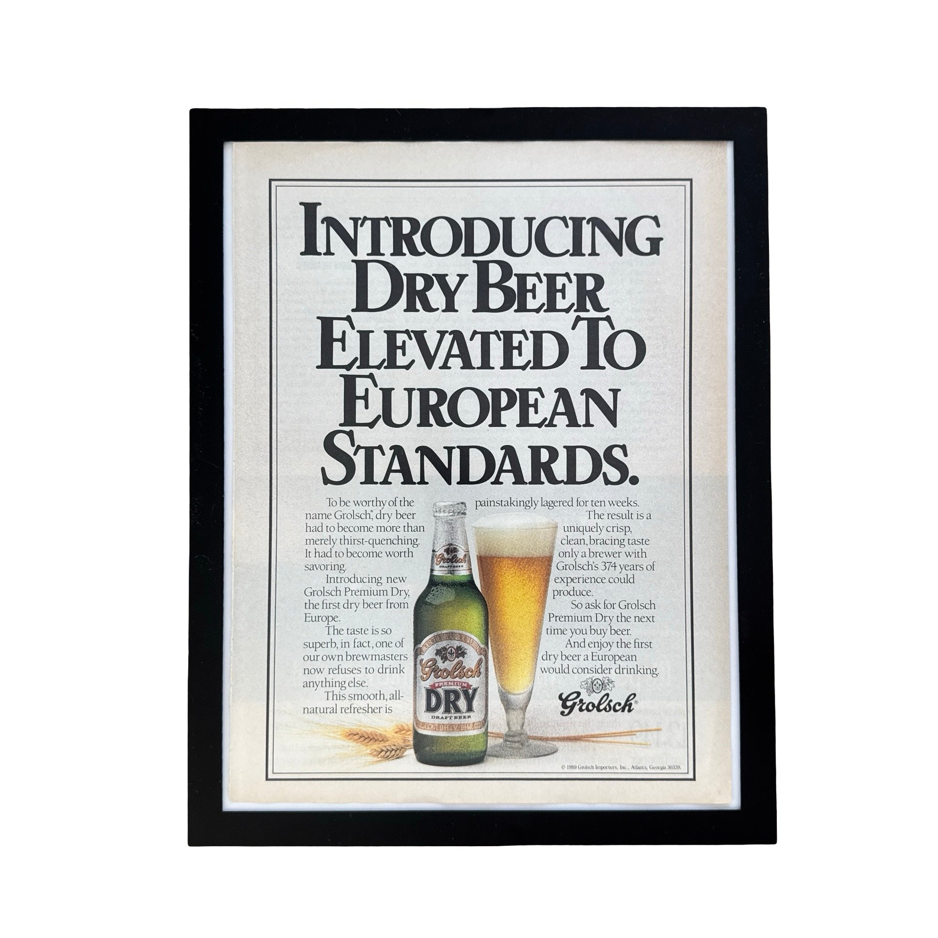 Grolsch Premium Dry Beer Vintage 1989 Beer Ad Print Bar Wall Art