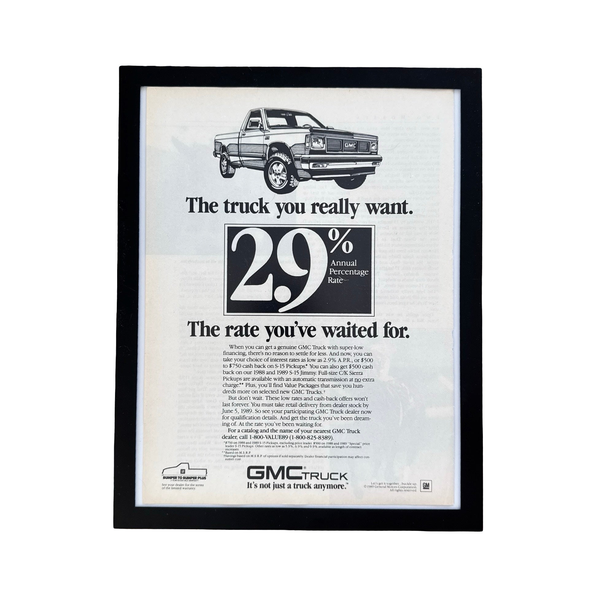 GMC S-15 Truck The Truck You Really Want Vintage 1989 Ad Print