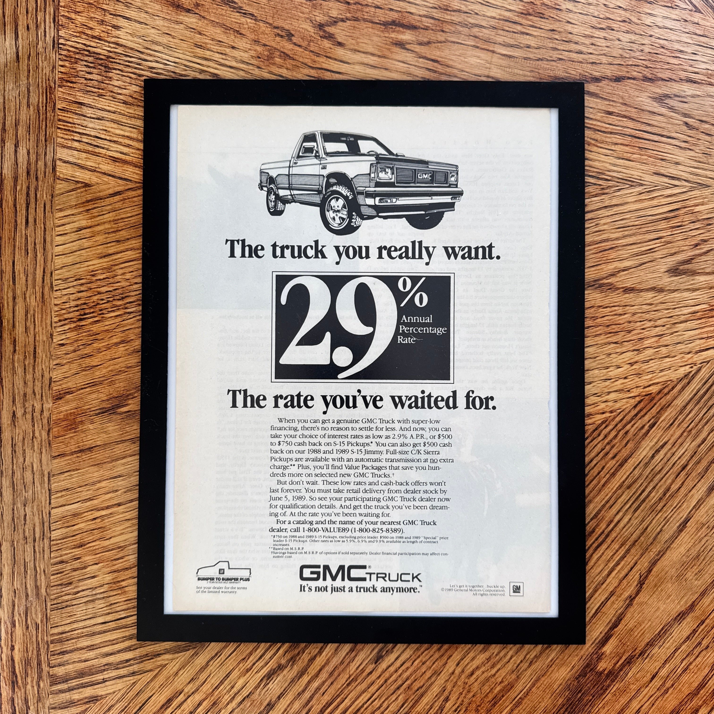GMC S-15 Truck The Truck You Really Want Vintage 1989 Ad Print - detail view