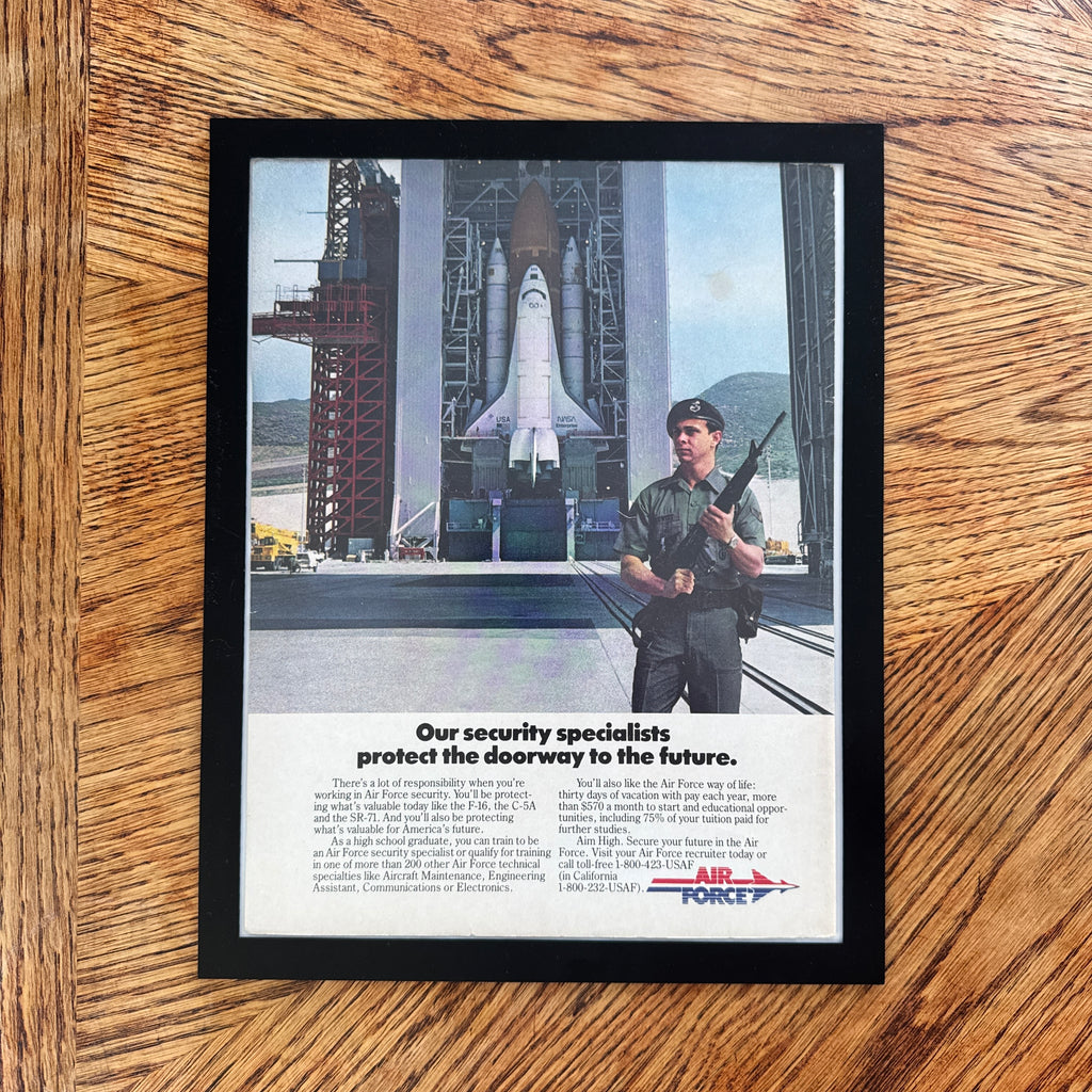 US Air Force Aim High Space Shuttle Vintage Military Recruitment Ad Print - detail view