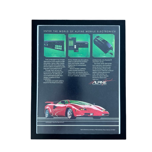 Alpine Mobile Electronics Lamborghini Countach Vintage 80s Ad Print