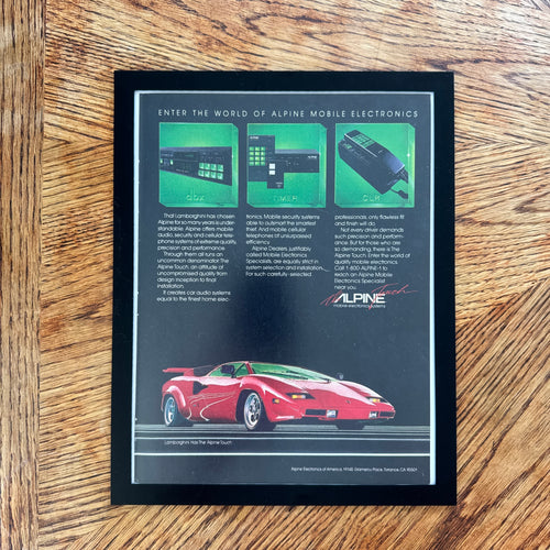 Alpine Mobile Electronics Lamborghini Countach Vintage 80s Ad Print - detail view