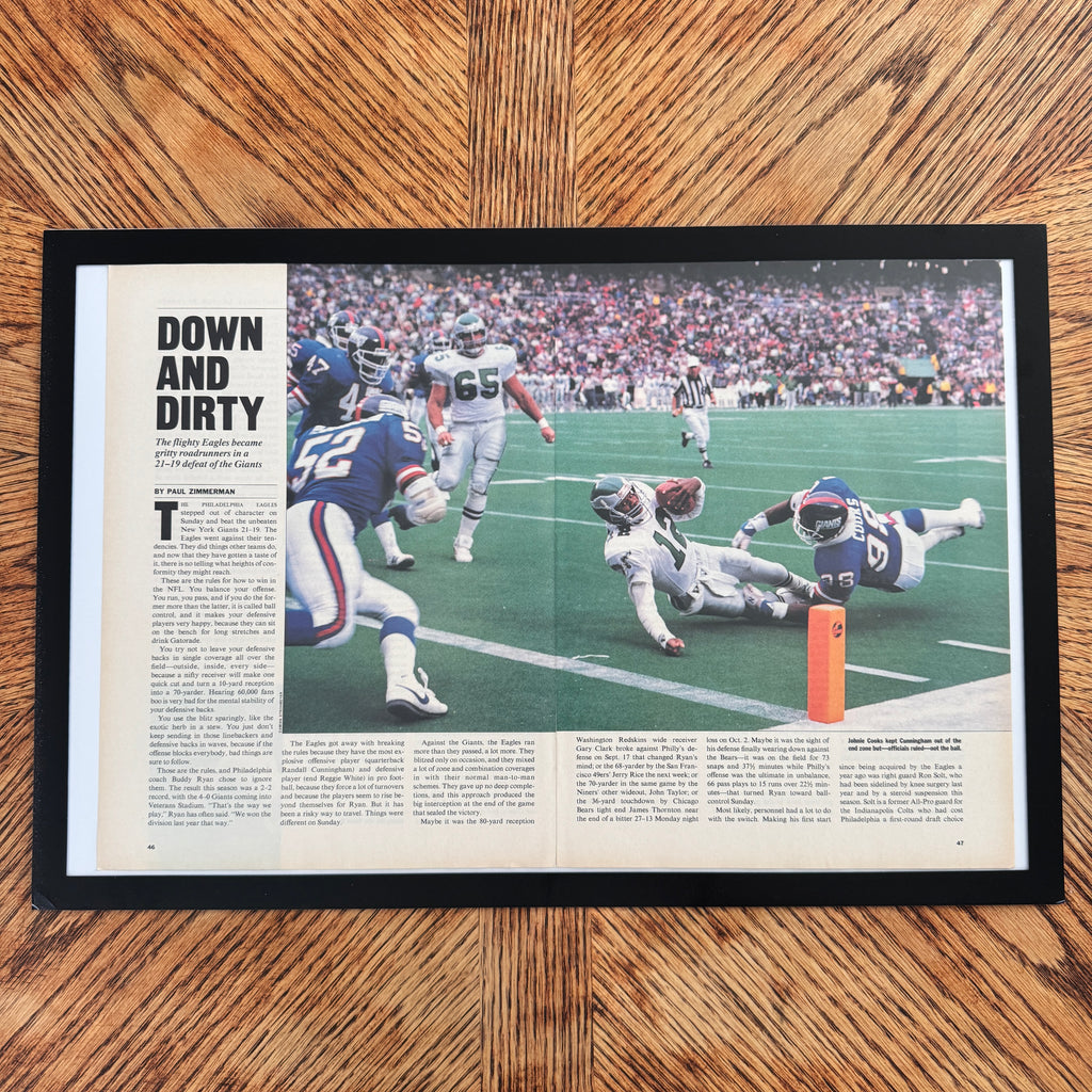 NY Giants Down and Dirty vintage magazine framed