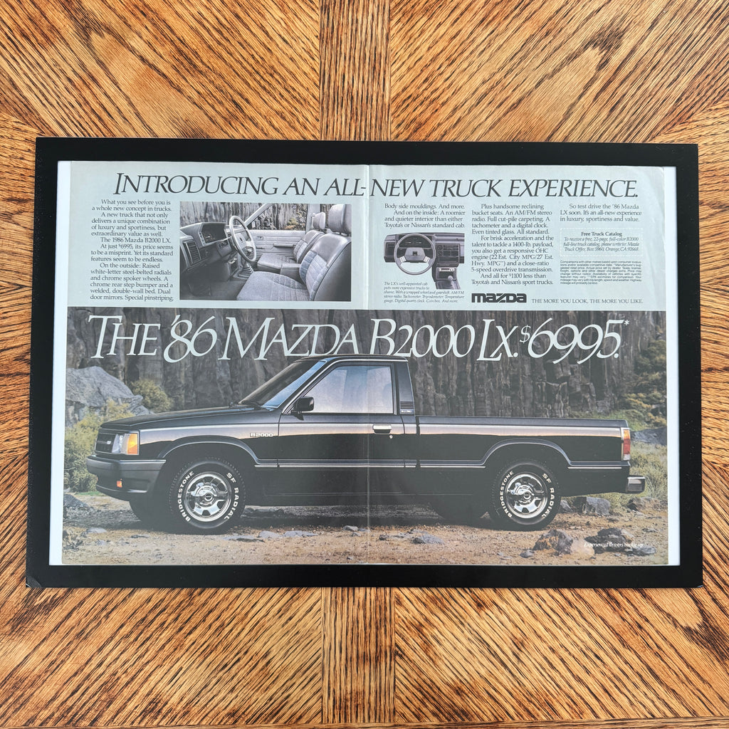Mazda B2000 truck vintage magazine ad framed