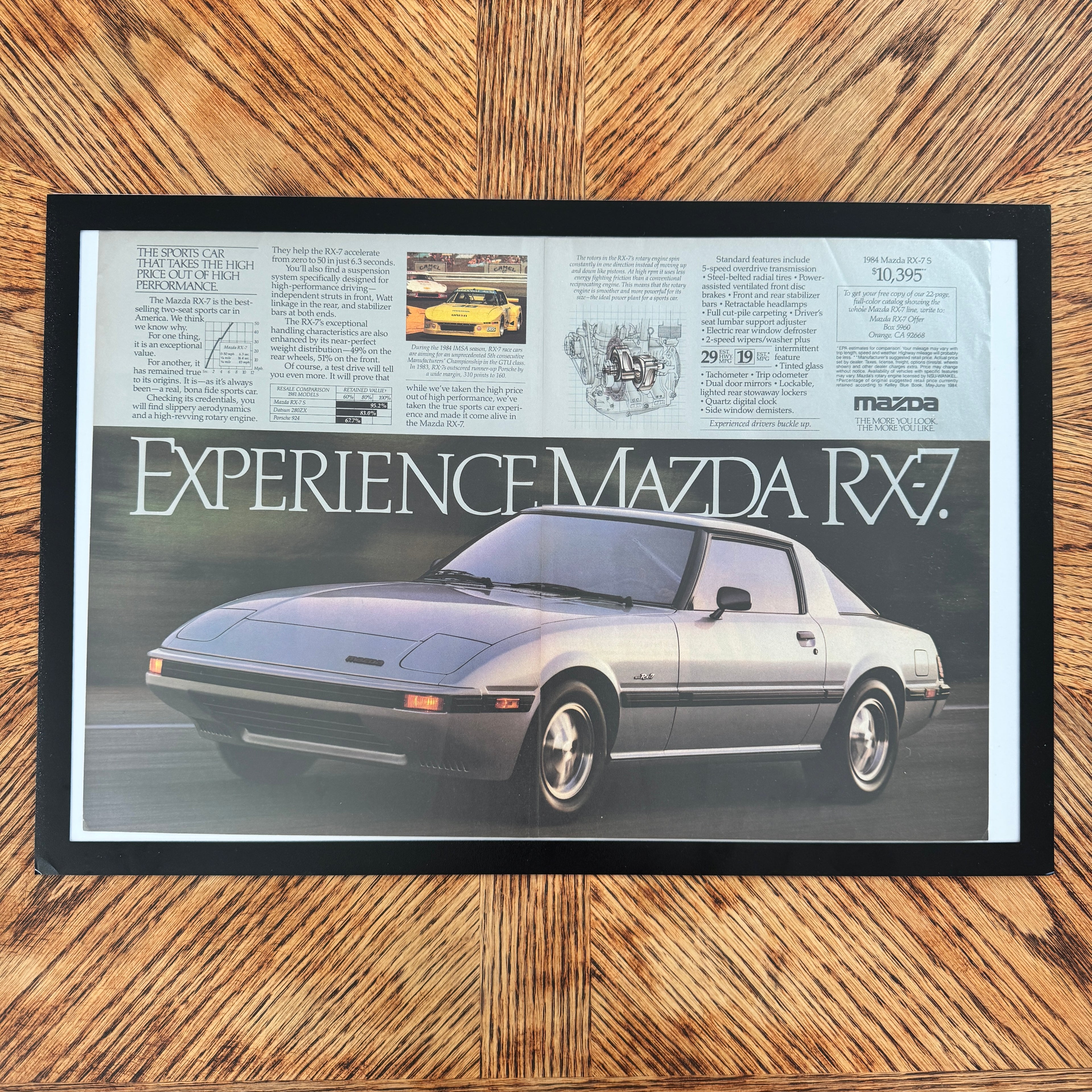 Mazda RX-7 vintage magazine ad framed