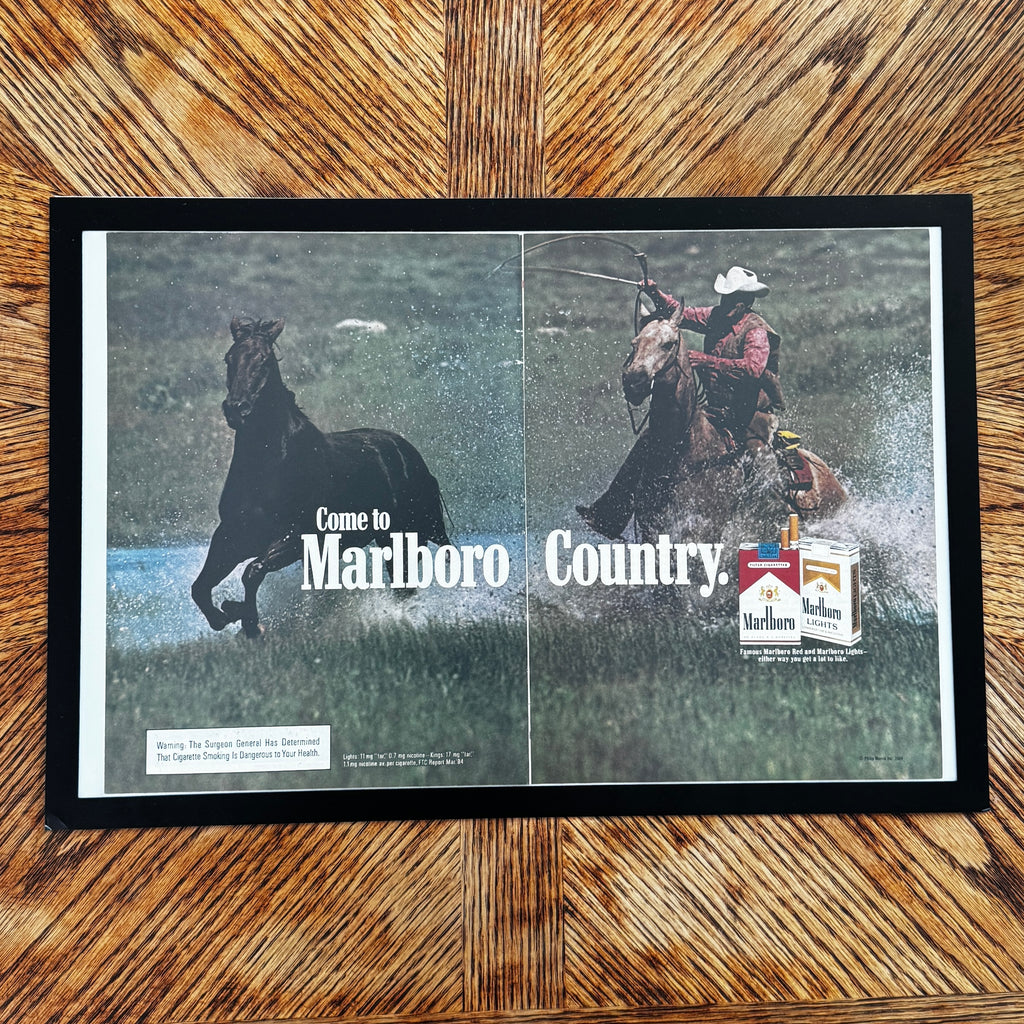 Marlboro Country cowboy vintage magazine ad framed