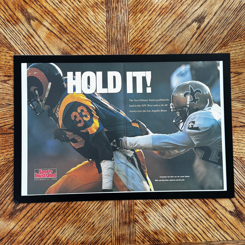Saints Rams Hold It vintage NFL magazine framed