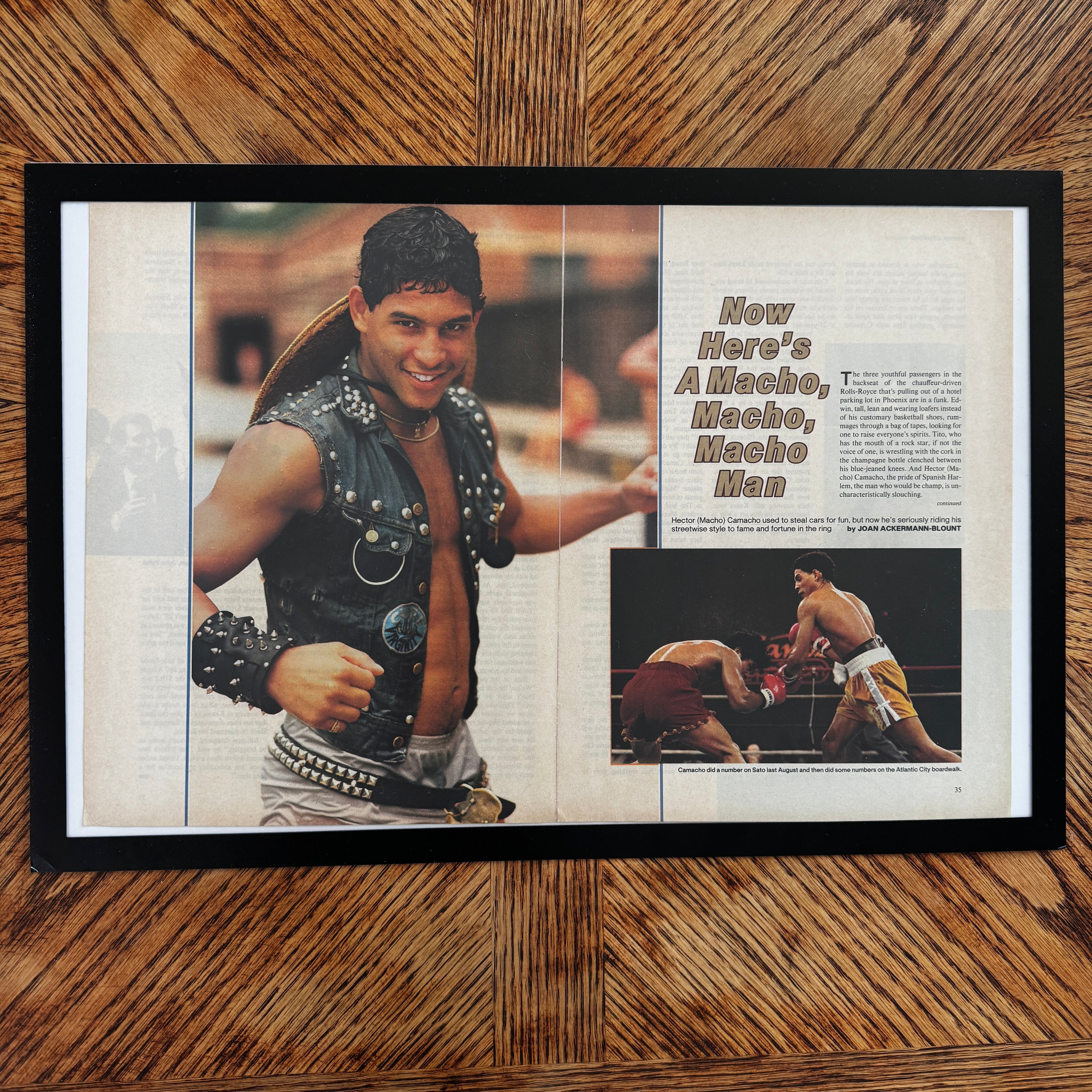 Macho Camacho boxing vintage magazine framed