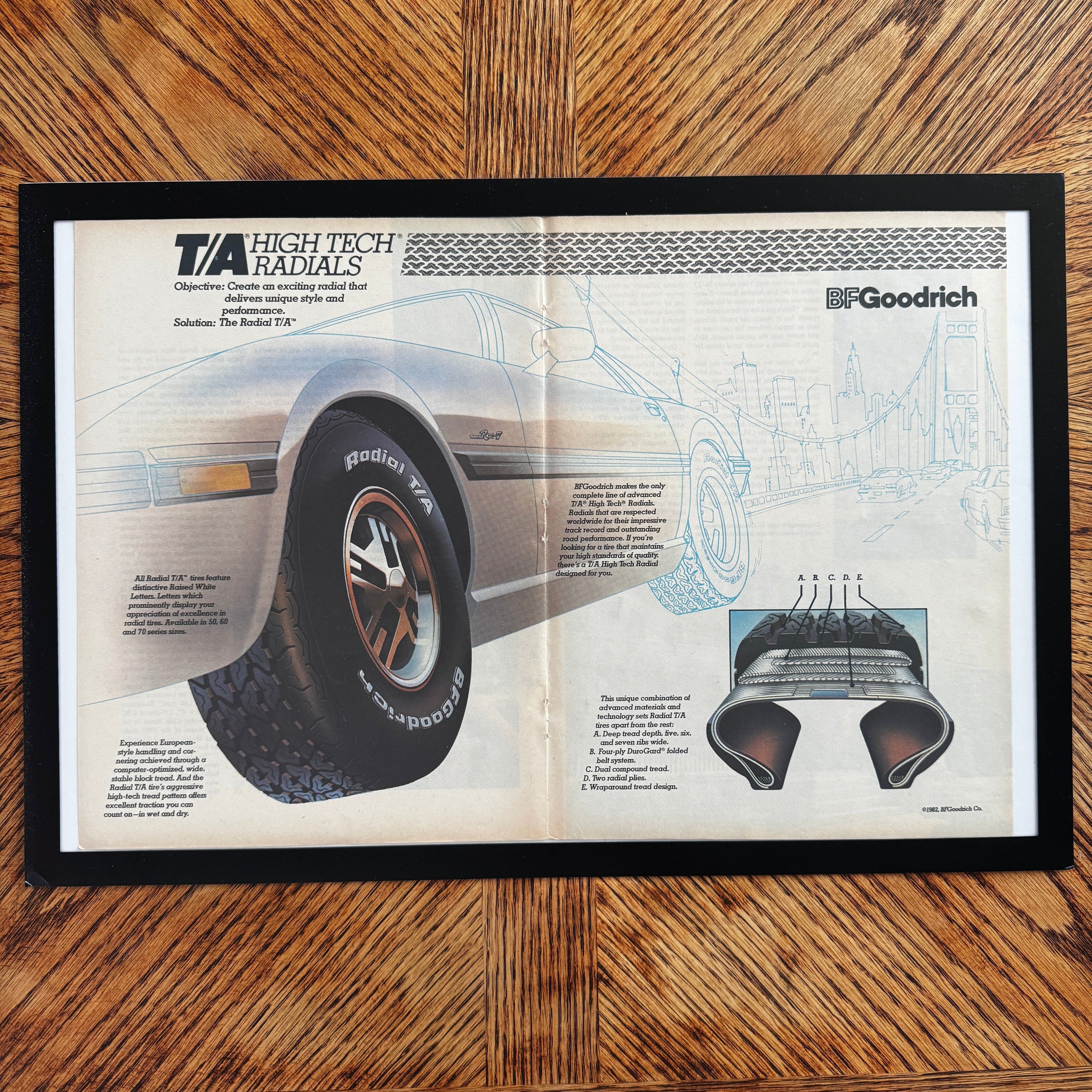 BFGoodrich T/A Radials vintage magazine ad framed