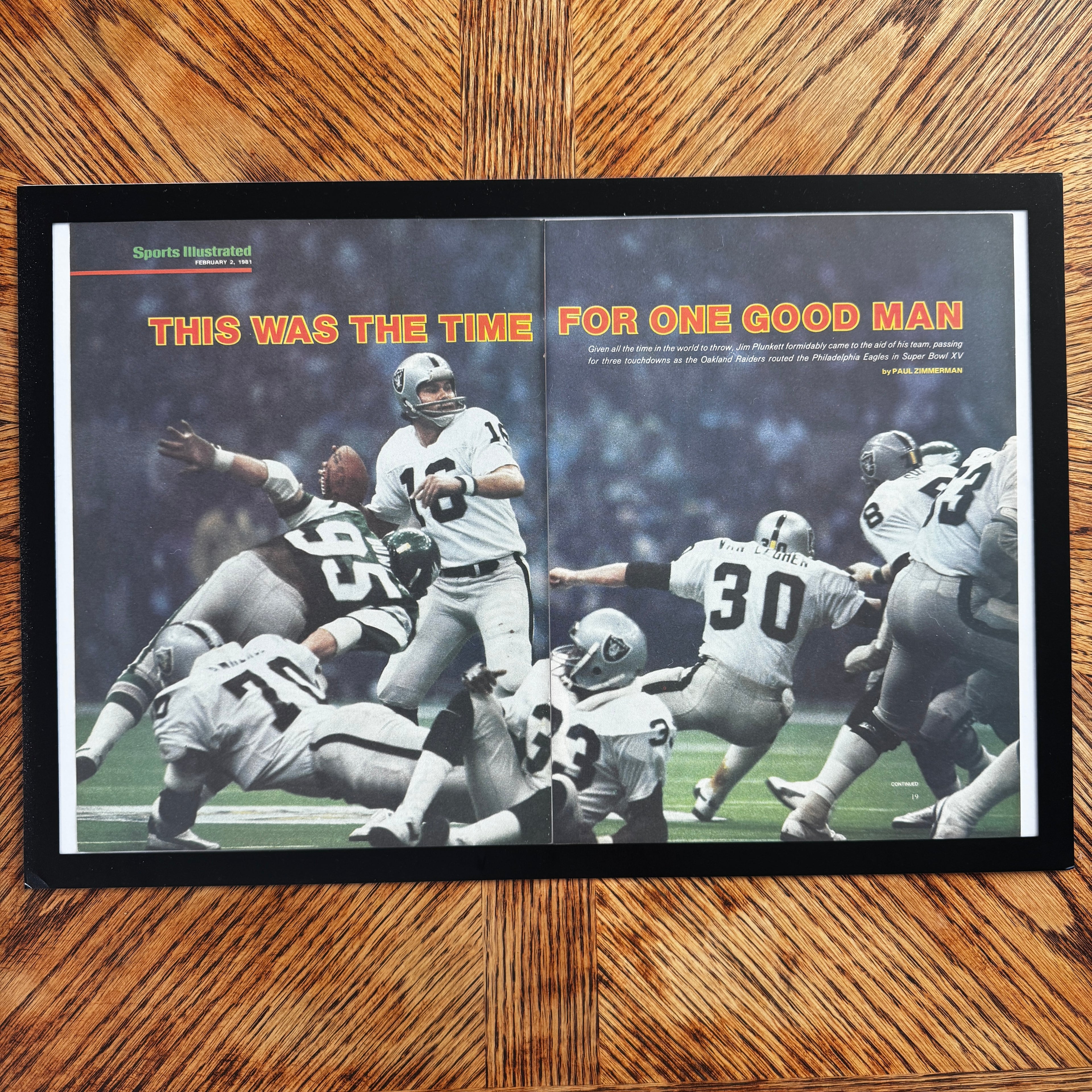 Raiders NFL vintage magazine framed