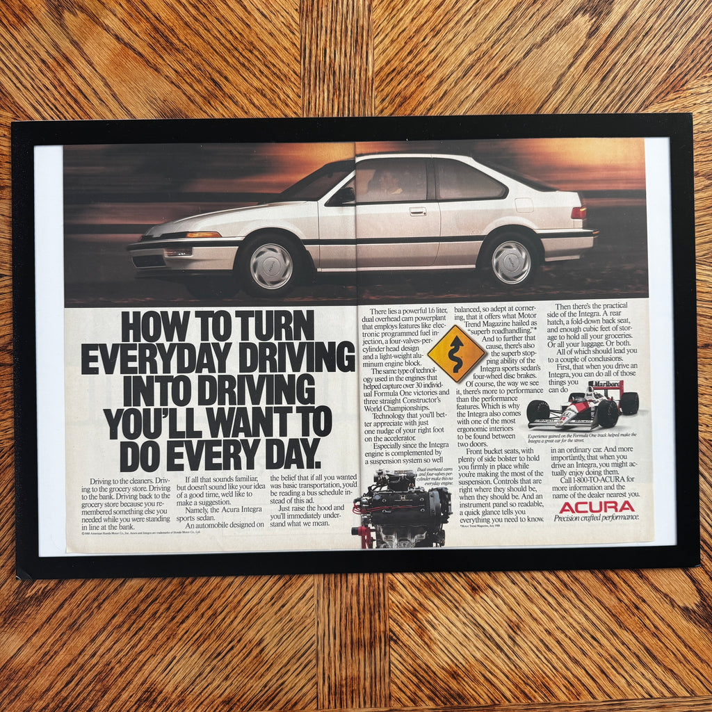 Acura vintage magazine car ad framed