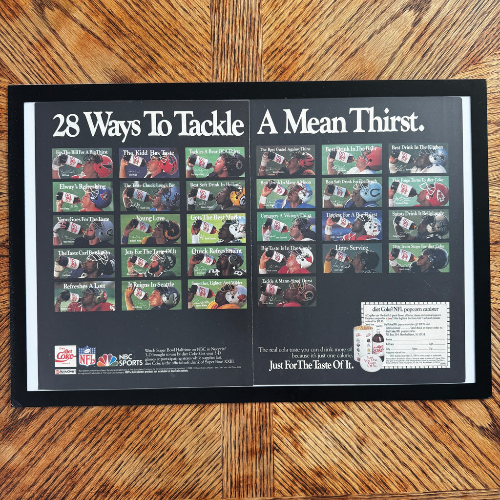 Diet Coke NFL vintage magazine ad framed