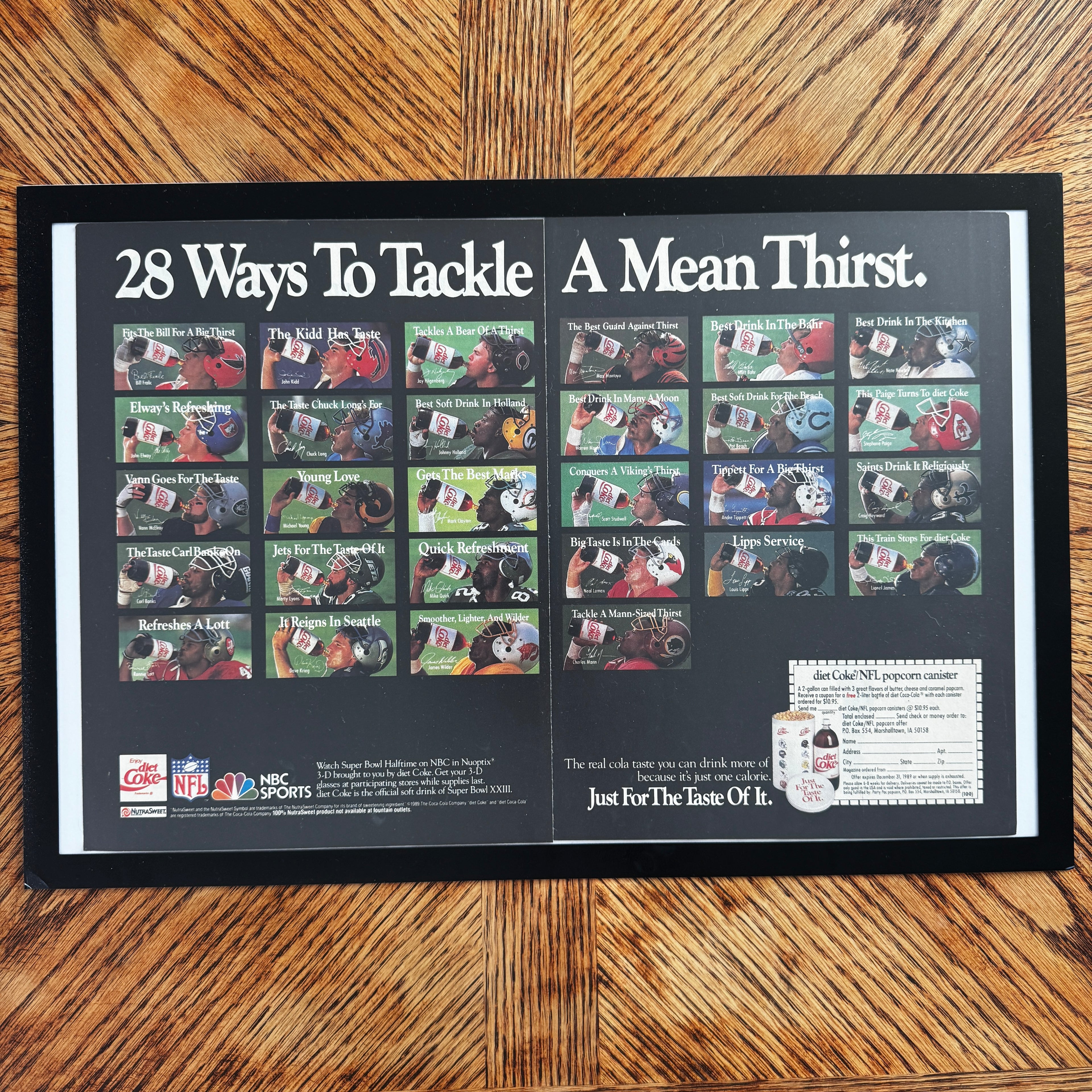 Diet Coke NFL vintage magazine ad framed