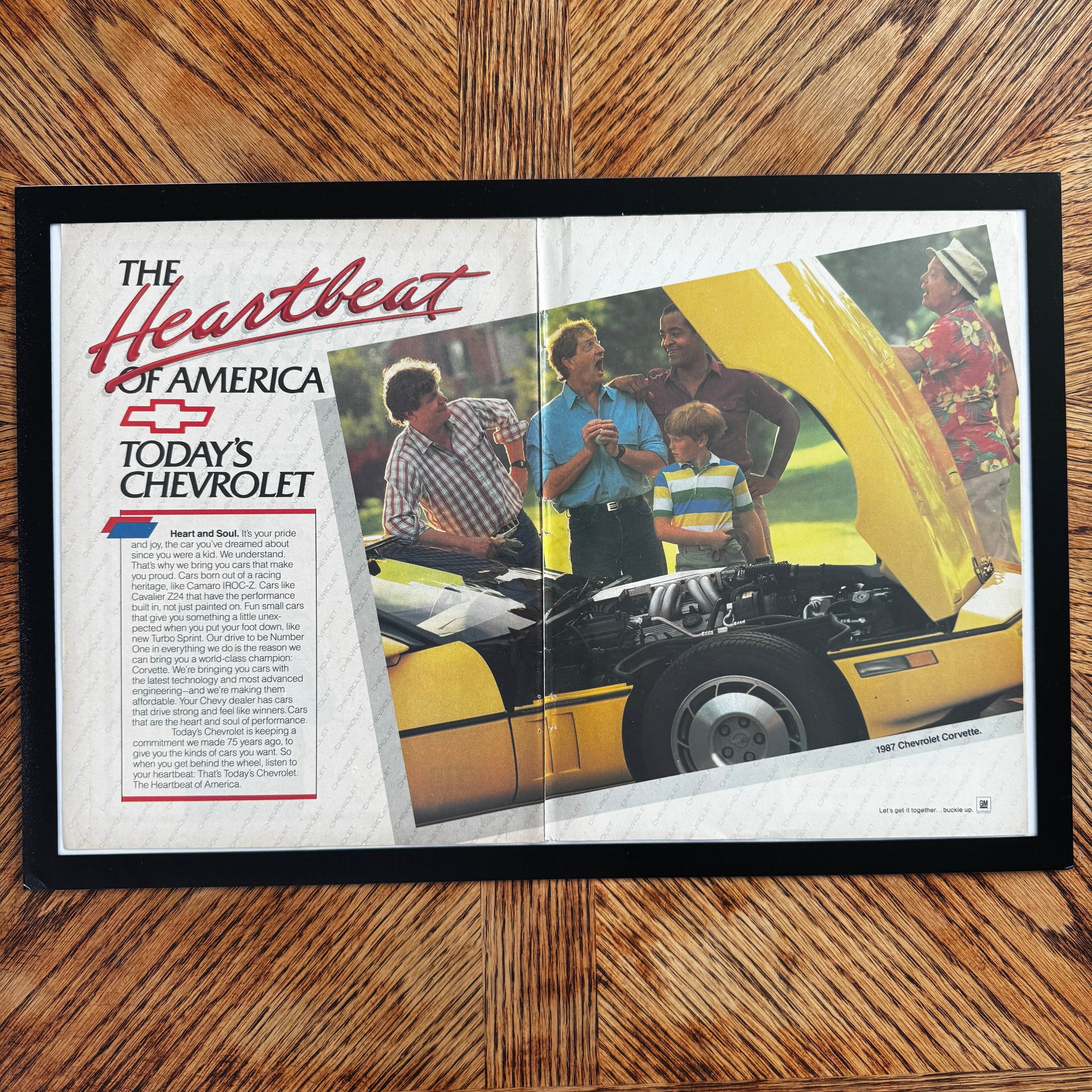 Chevrolet Corvette Heartbeat of America vintage magazine ad framed