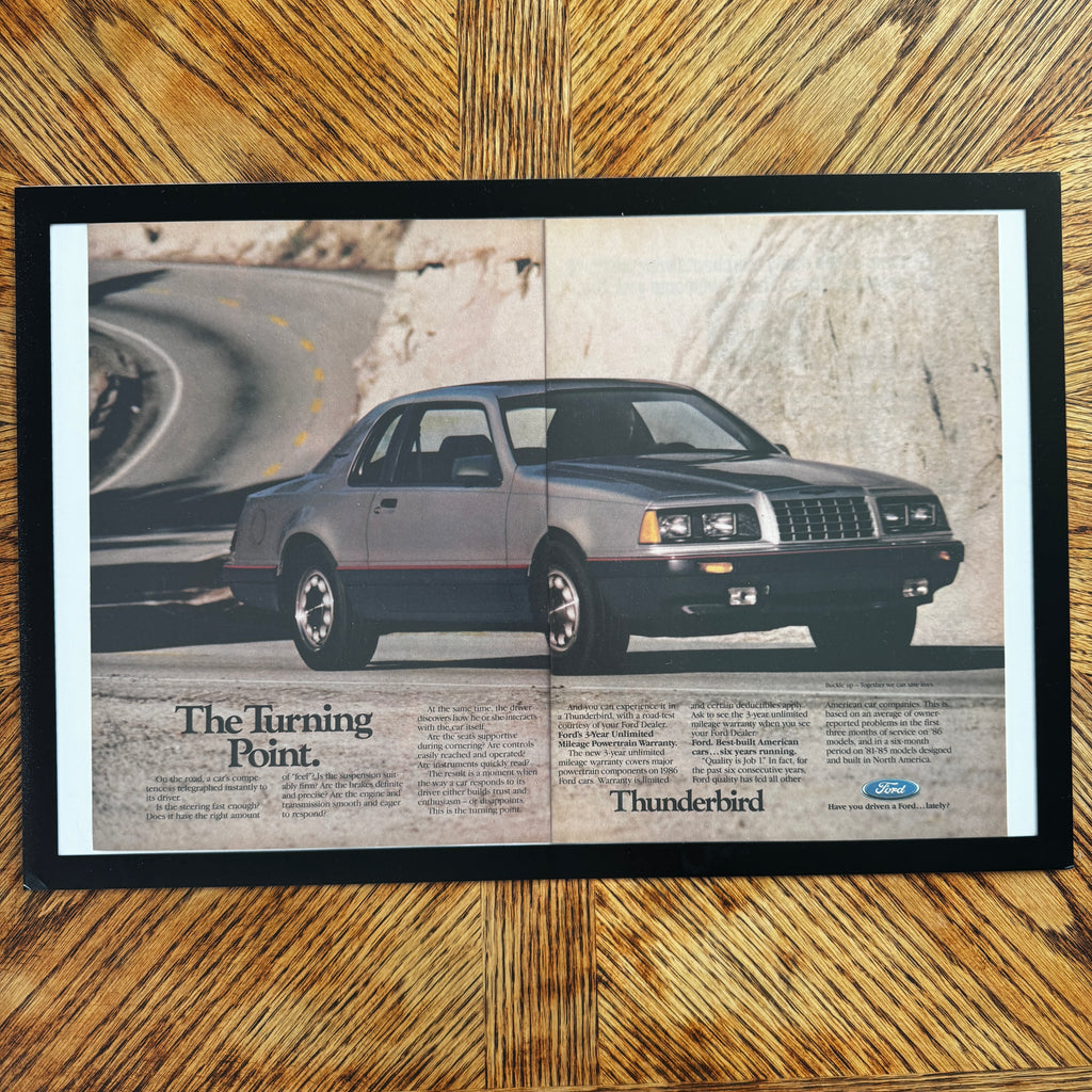 Ford Thunderbird vintage magazine car ad framed