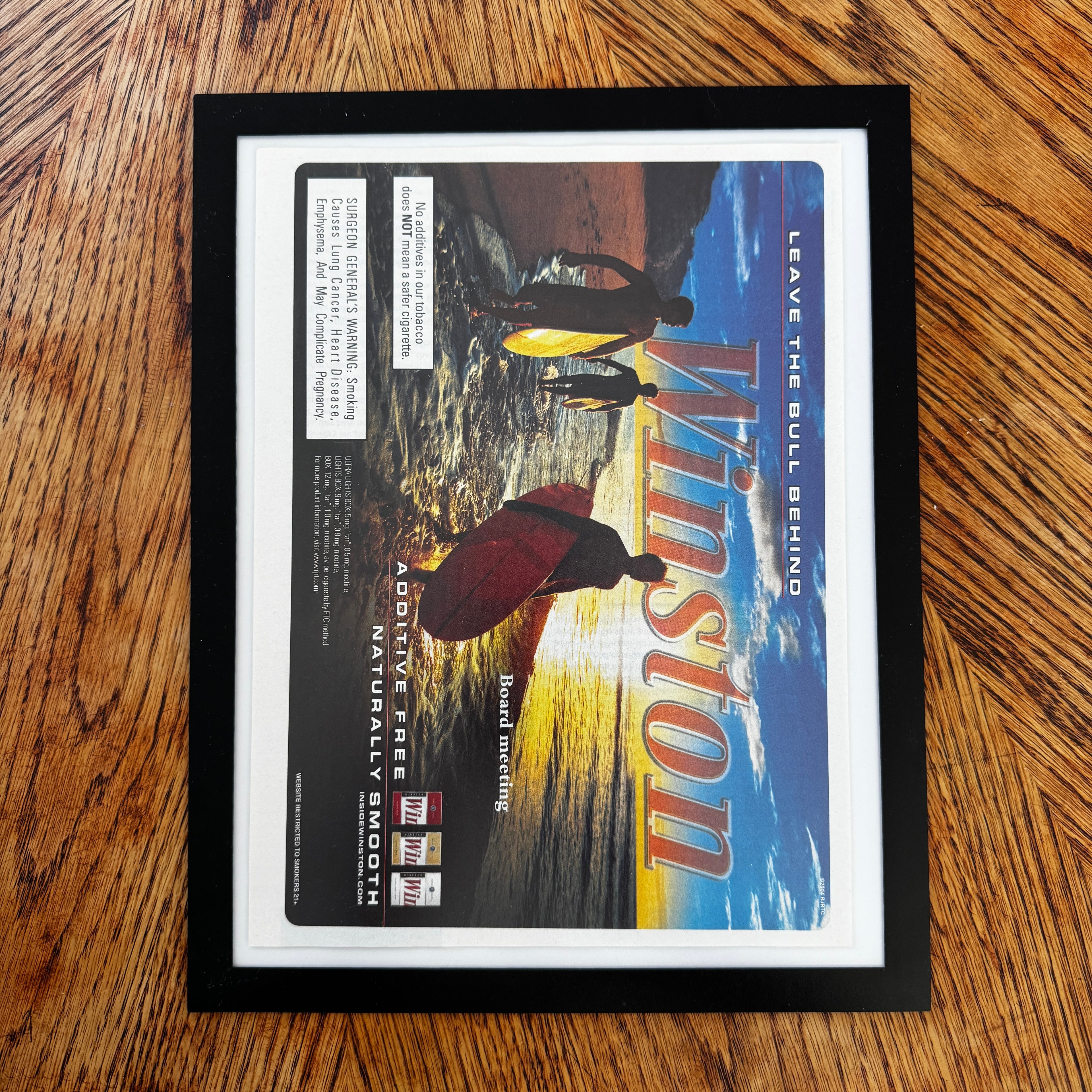 Winston Leave The Bull Behind Surfers Board Meeting Framed Vintage Magazine Ad