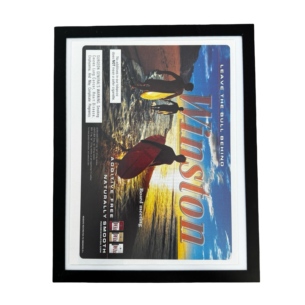 Winston Leave The Bull Behind Surfers Board Meeting Framed Vintage Magazine Ad