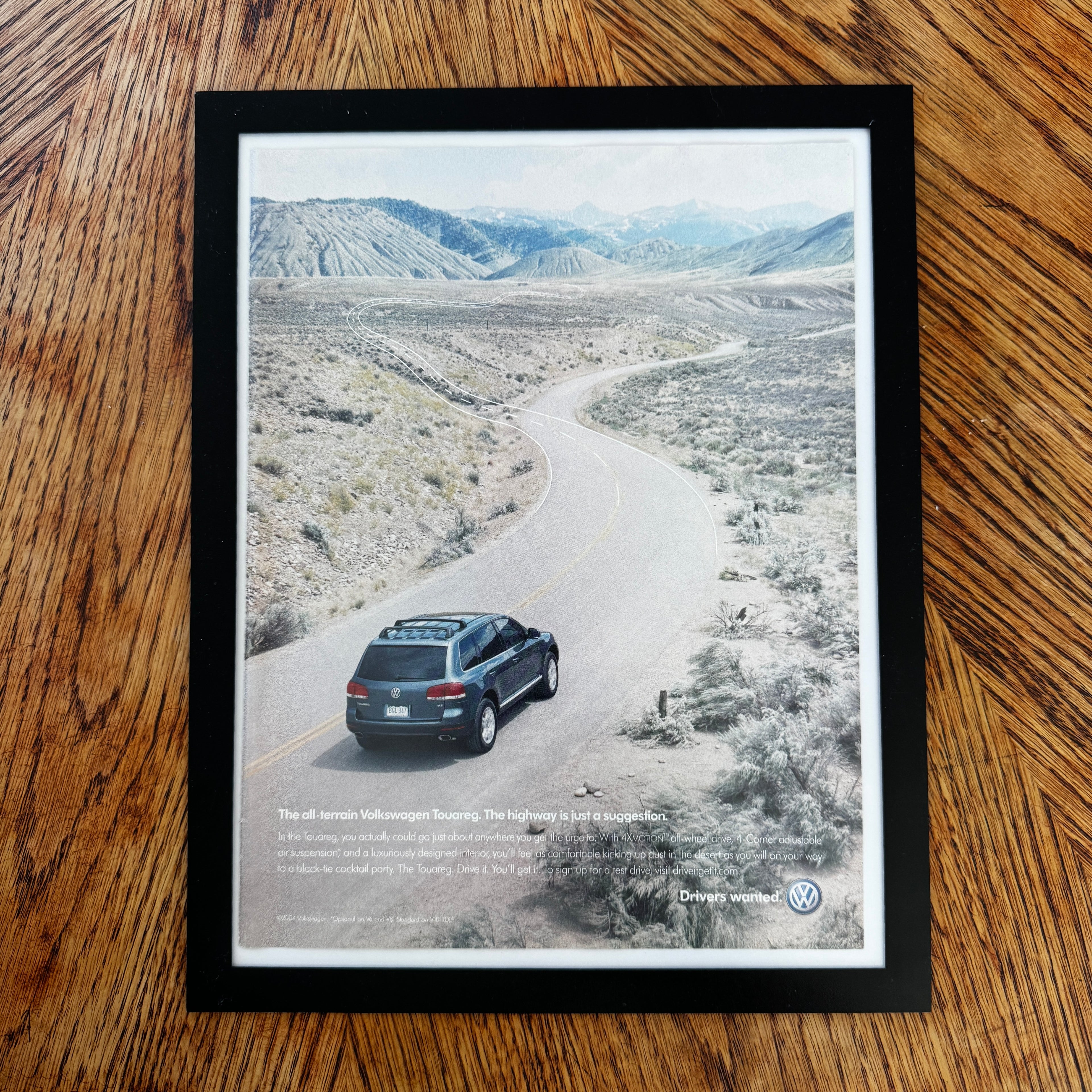 Volkswagen Touareg Highway Is Just A Suggestion Framed Vintage Magazine Ad
