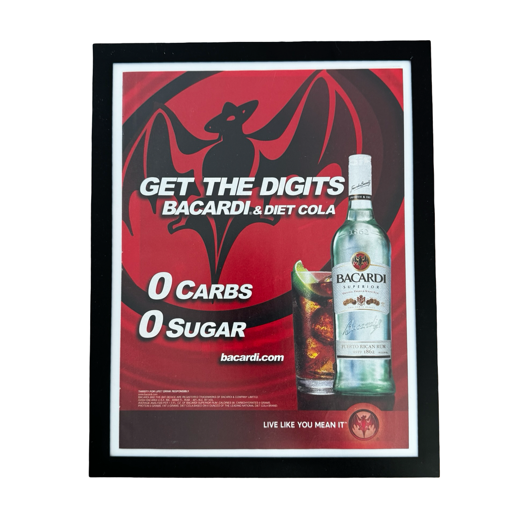Bacardi Diet Cola Get The Digits Rum Framed Vintage Magazine Ad