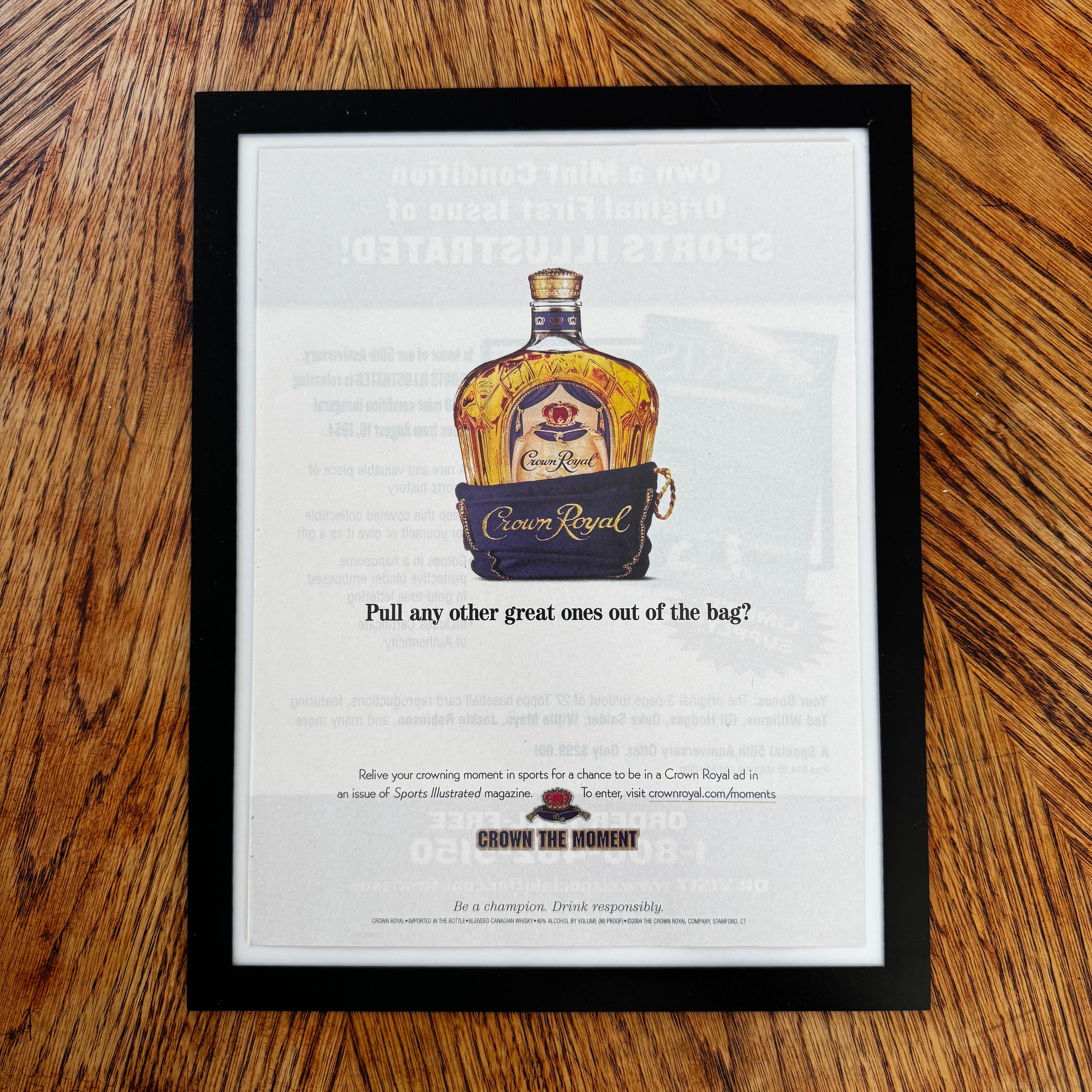 Crown Royal Pull Great Ones Out Of The Bag Whisky Framed Vintage Magazine Ad