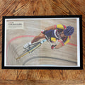 Framed vintage Paralympic track cycling Sports Illustrated double page magazine print